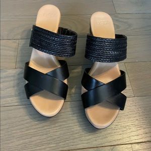UGG Women's Adriana Wedge Sandal Black Sz 6